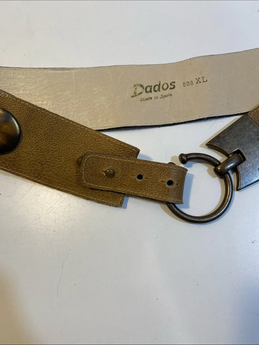 DADOS Made In Spain Tan  Leather Ring-Detail Women's  Belt Sz XL